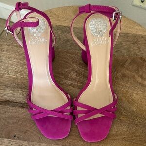 Vince Camuto fuchsia chunky heel sandals